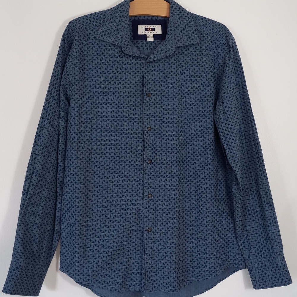 Joseph Abbound, Men's Warehouse,Blue, Deconstructed Stars Pattern Sport Shirt, M - Picture 9 of 9